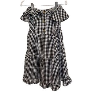 NEW ASOS DESIGN Bandaeau Tiered Mini Sundress in Mono Gingham. Size 4